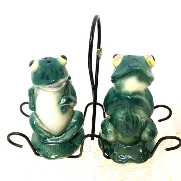 50’s Ceramic Frogs Salt & Pepper Shaker Vintage - Picture 1 of 12